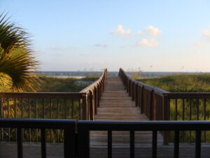 Wooden pathway to the ocean